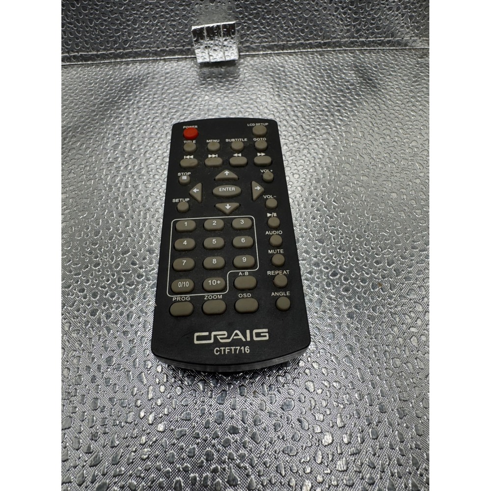 Craig CTFT716 Remote Control for Portable DVD Player Black Handheld Replacement